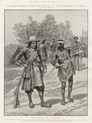 Item #1009 Captain Dampier's First Sight of the Boomerang. After R. Caton Woodville