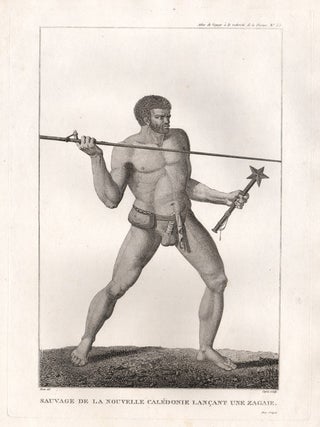 Item #1174 Sauvage de la Nouvelle Caledoni Lancant une Zagaie. Jacques Louis Copia, after Jean Piron