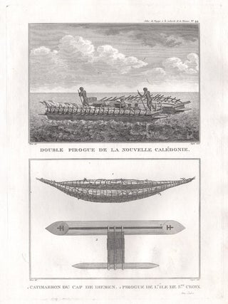 Item #1183 Double Pirogue de la Nouvelle Caledonie & 1. Catimarron de Cap de Diemen 2. Progue de...