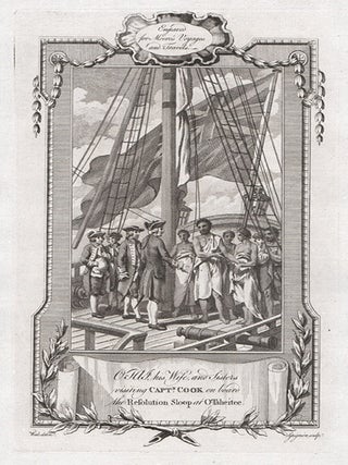 Item #1249 Captain Cook aboard the Resolution meeting a group of Tahitians. Charles Grignion...