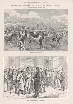 Item #1523 Prince's Bridge, Melbourne / Free Dinners to the poor of Melbourne. Tilby, HF Davey...