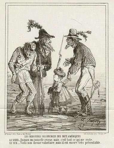 Item #216 American Civil War cartoons from Le Charivari. Alfred-Henri Darjou.