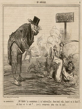 Item #220 American Civil War cartoons from Le Charivari. Cham - Amedee-Charles-Henri