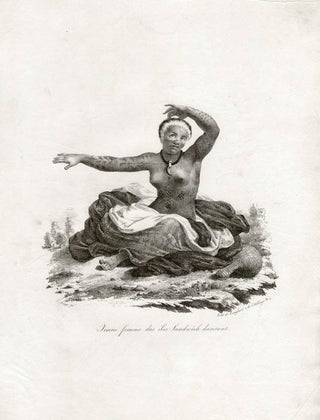 Item #2291 Jeune Femme des Iles Sandwich dansant. Langlume, L'abbaye after Jacques Arago