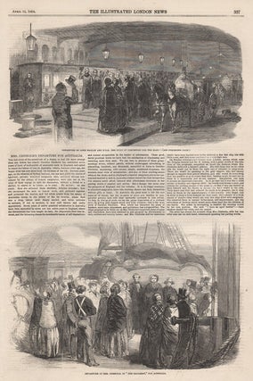 Item #2606 Departure of Mrs Chisholm, in 'The Ballarat' for Australia. The Illustrated London News