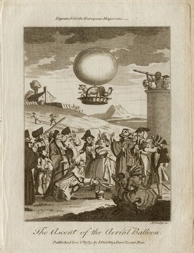 Item #287 The Ascent and Descent of the Air Balloon (2). J Lodge, engraver.
