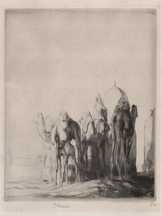 Item #4092 Camels at the Well. Edmund Blampied