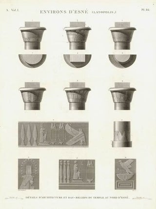 Item #788 Egyptian capitals & reliefs, Esne. Fayn after Devilliers and Jollois