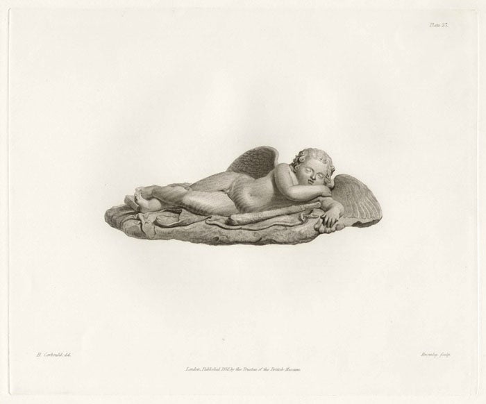 Item #815 Roman statue - Sleeping Cupid. Bromley after Henry Corbould.